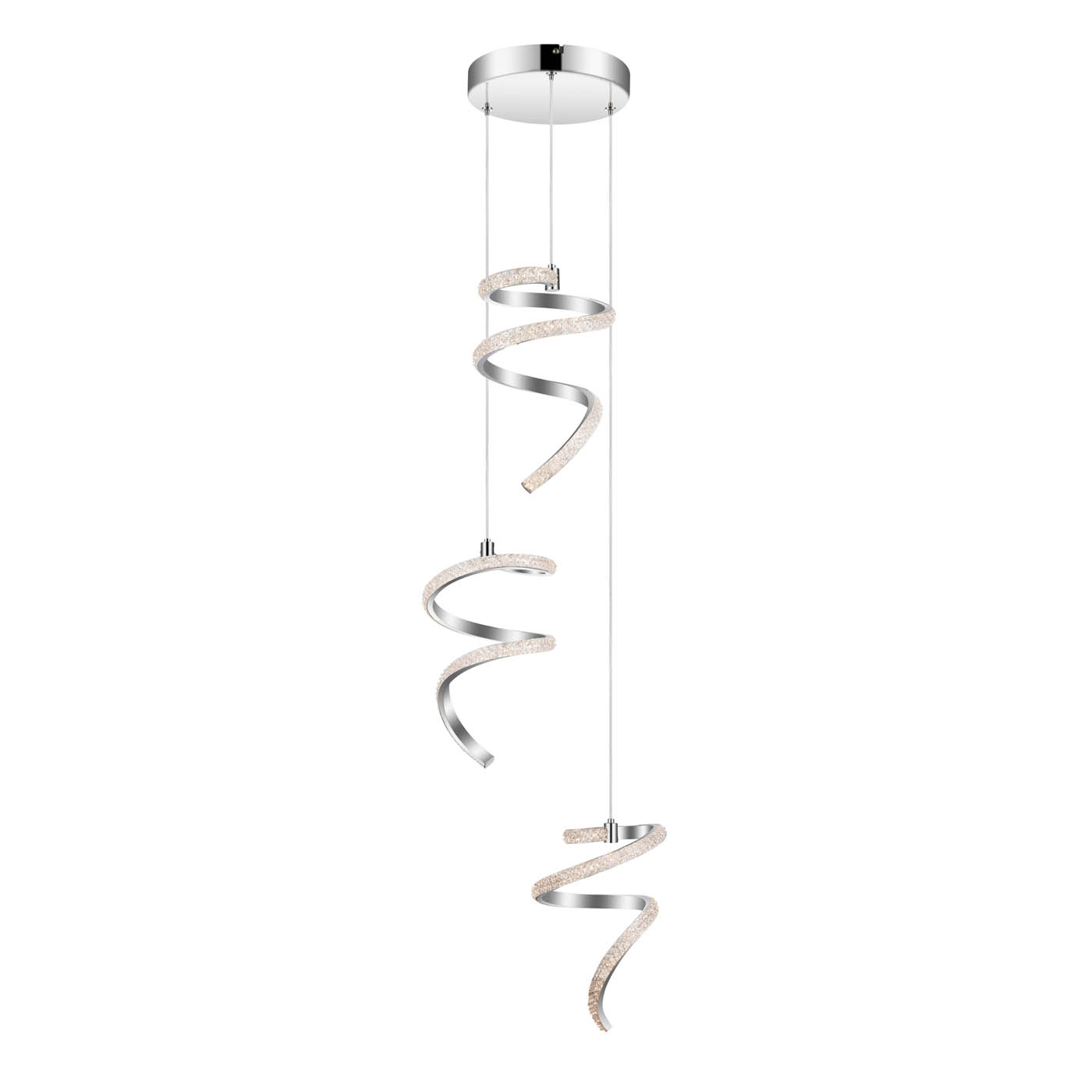 Ceiling Light LED Warm White 3000lm Geometric Chrome Pendant 28W Modern (H)1.27m - Image 3