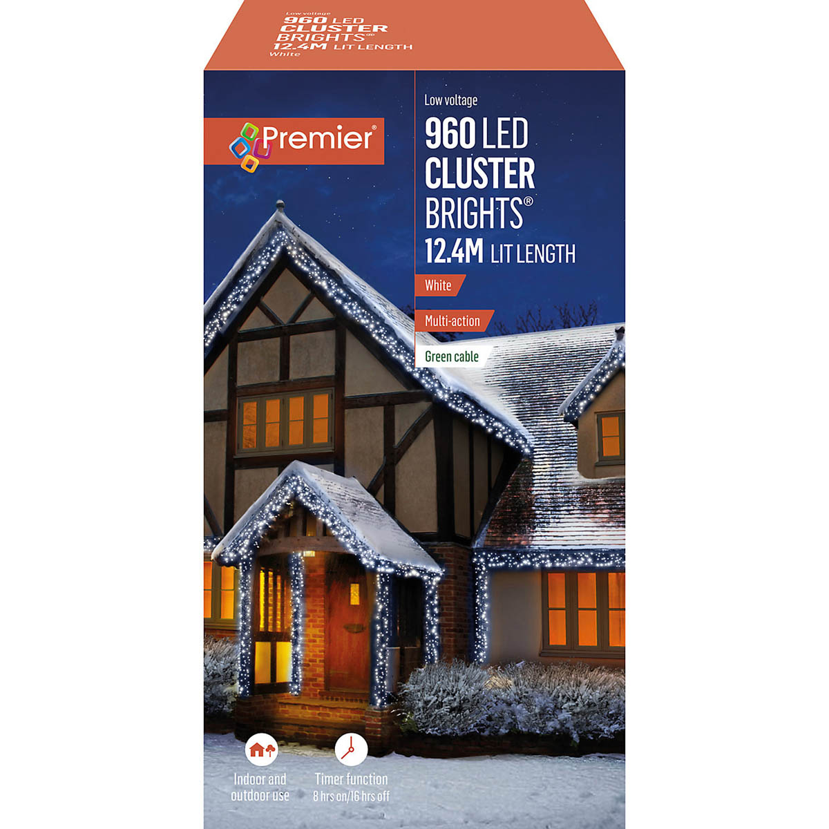 LED Cluster String Lights Christmas Fairy White Timer Indoor Outdoor Decoration - Image 1