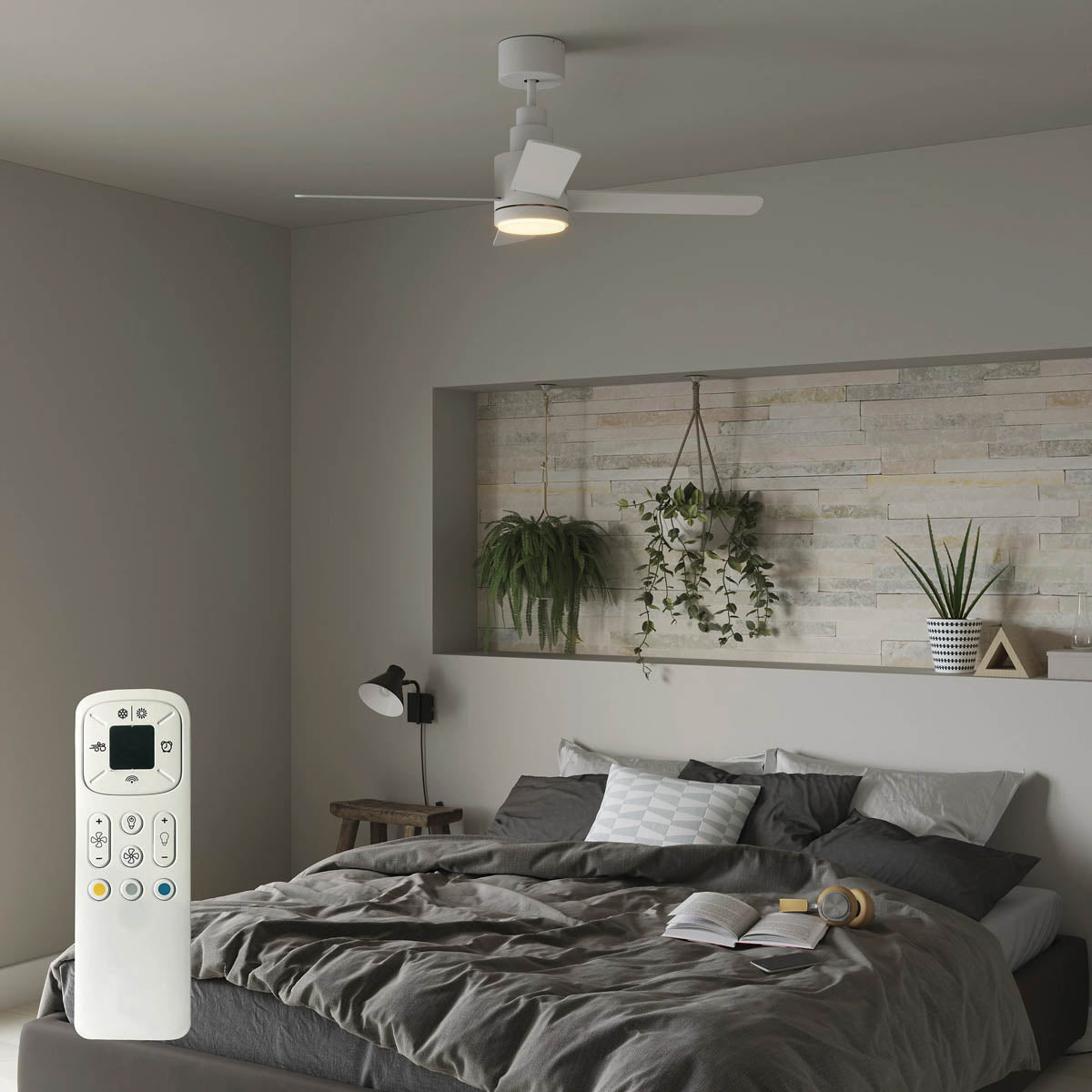 LED Ceiling Light With Fan White Remote Control Dimmable Reversible Modern - Image 4