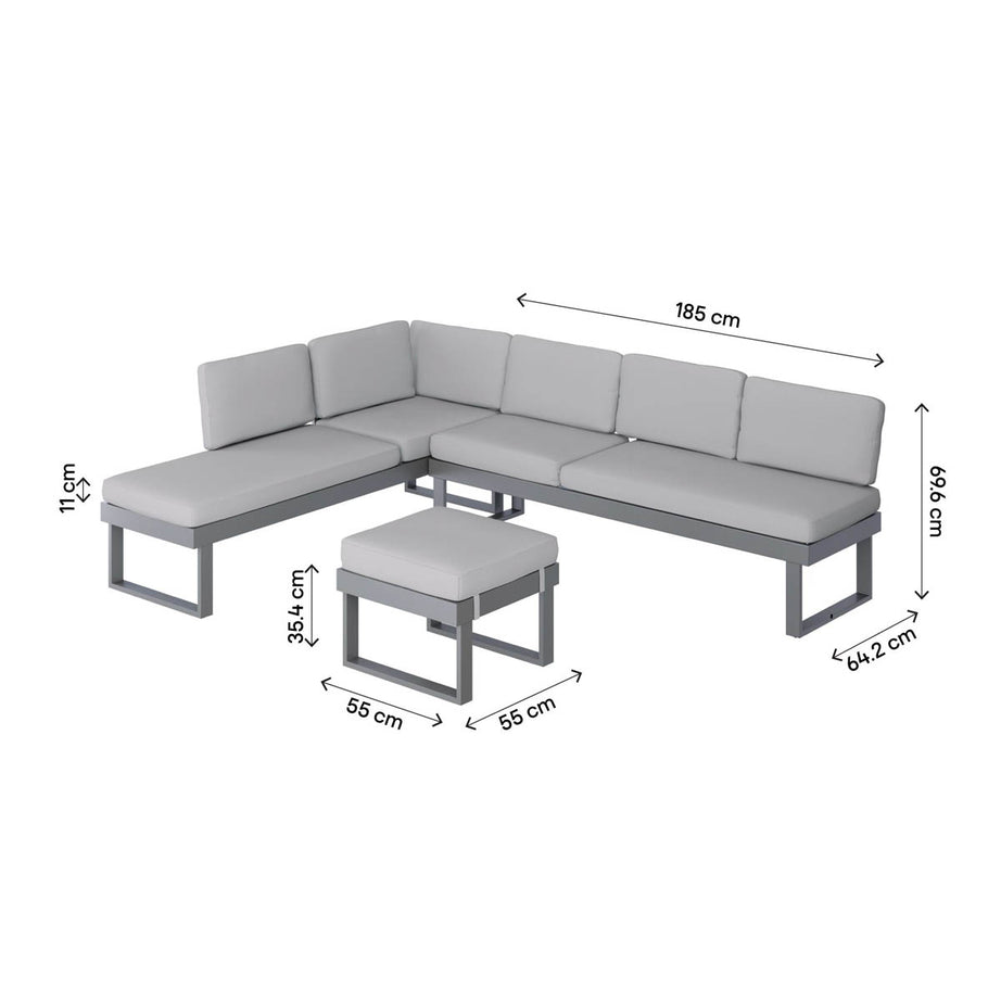 Outdoor Garden Corner Sofa Table Coffee Set 6 Seater Matt Steel Grey Metal - Image 3