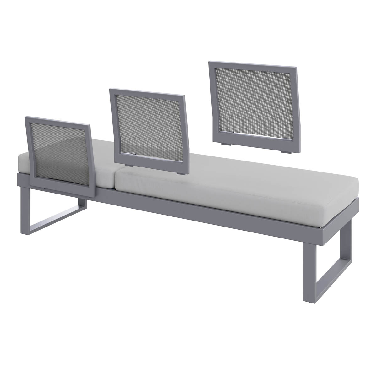 Outdoor Garden Corner Sofa Table Coffee Set 6 Seater Matt Steel Grey Metal - Image 9