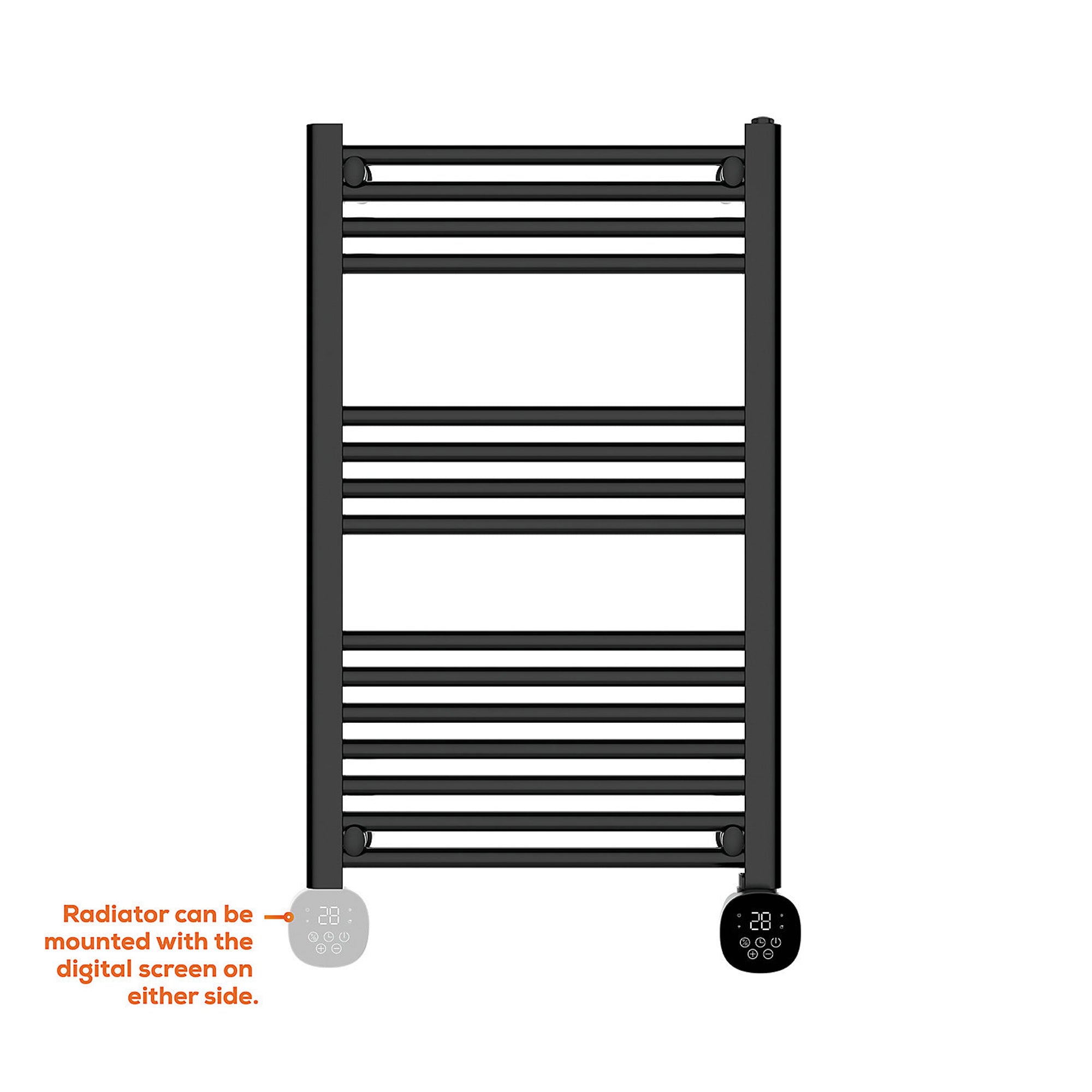 Towel Rail Radiator Electric Smart Black Flat Warmer Wall Mount(W)500 x (H)850mm - Image 4