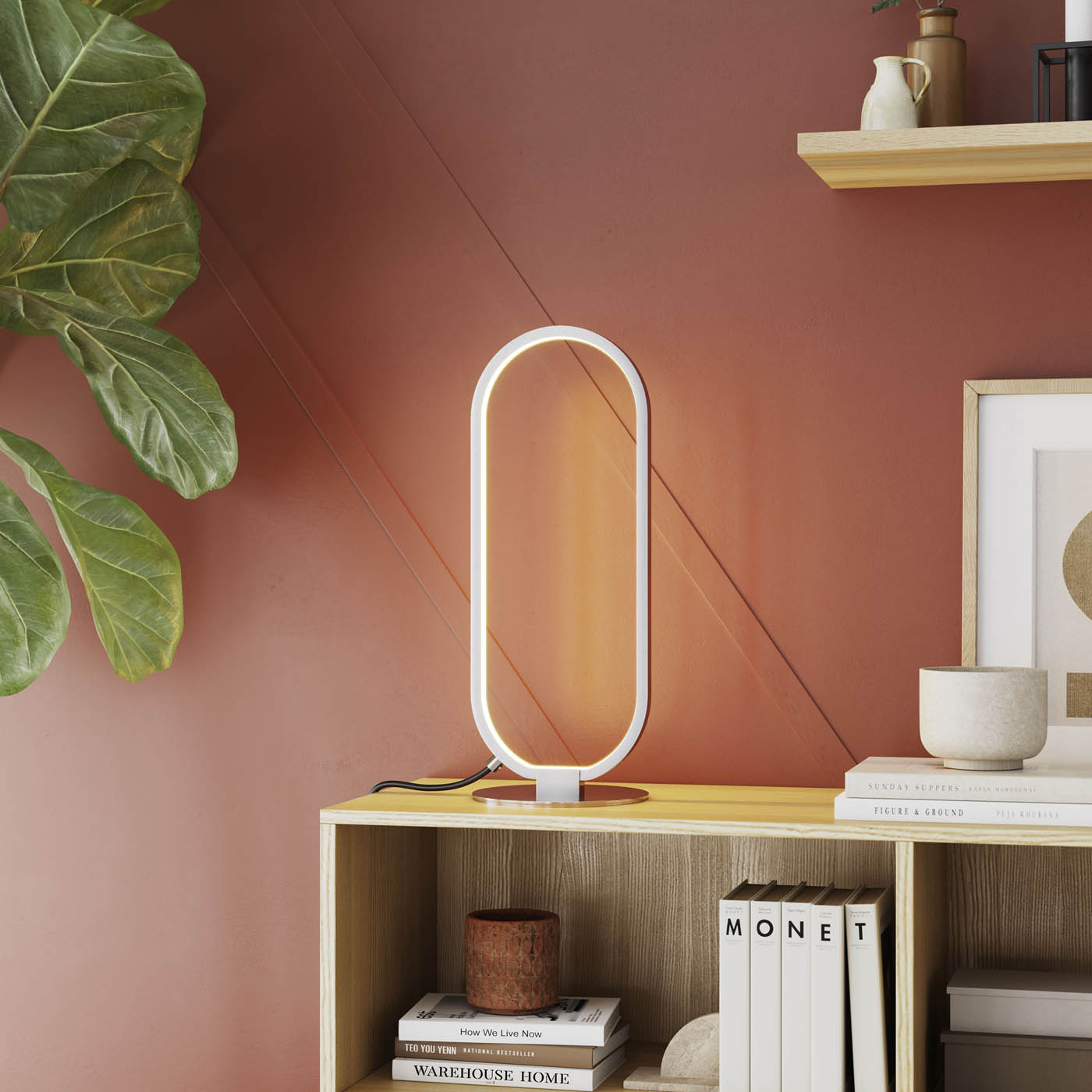 Papua Table Lamp Oval Integrated LED 500lm Chrome Warm White Light 3000K - Image 2