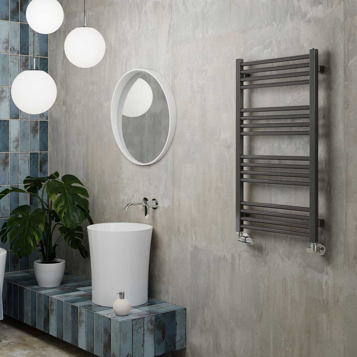Bathroom Towel Warmer Radiator Flat Steel Grey Powder Coated (W)500mm x (H)900mm - Image 2
