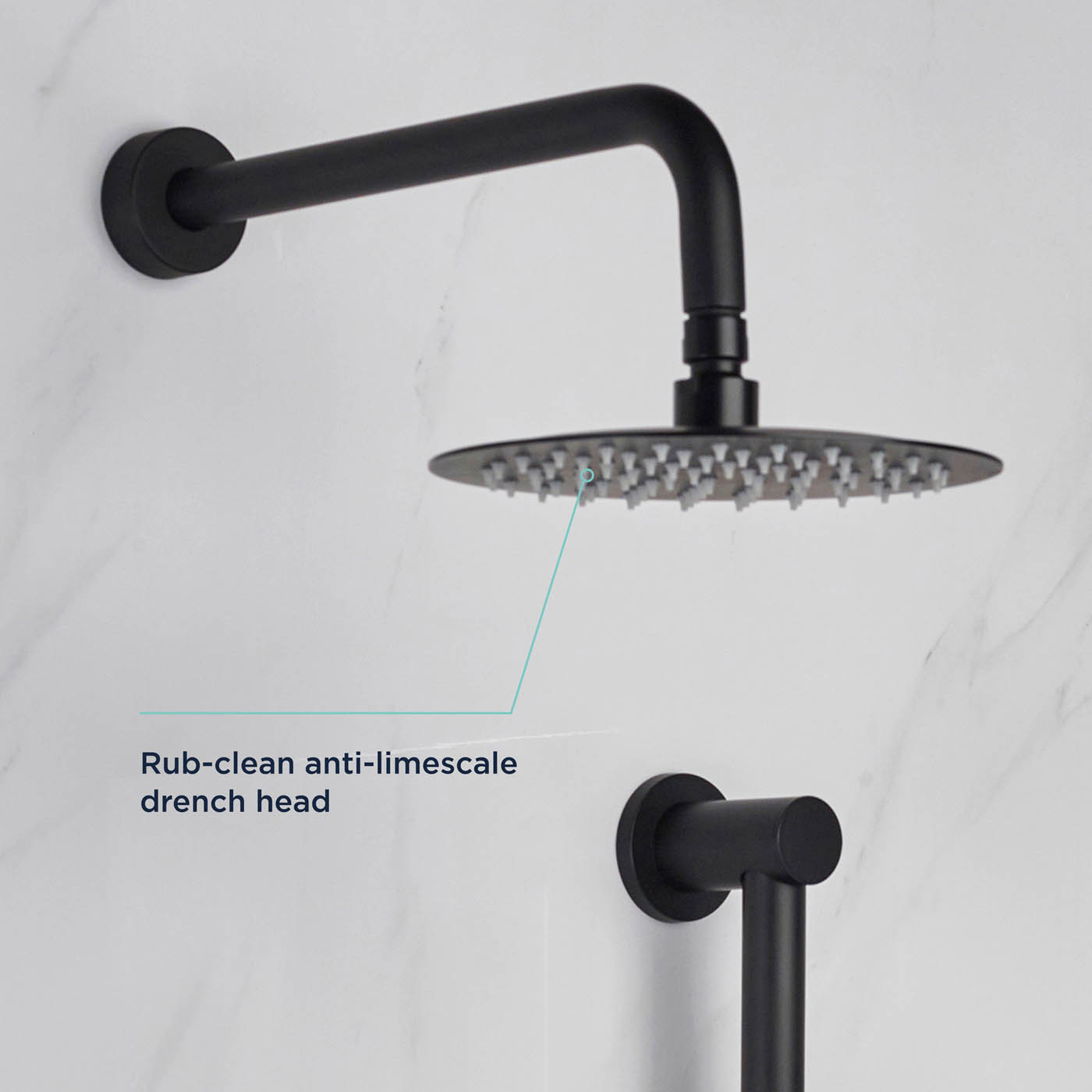 Bristan Thermostatic Mixer Shower Matt Black Recessed Dual Round Head Bathroom - Image 8