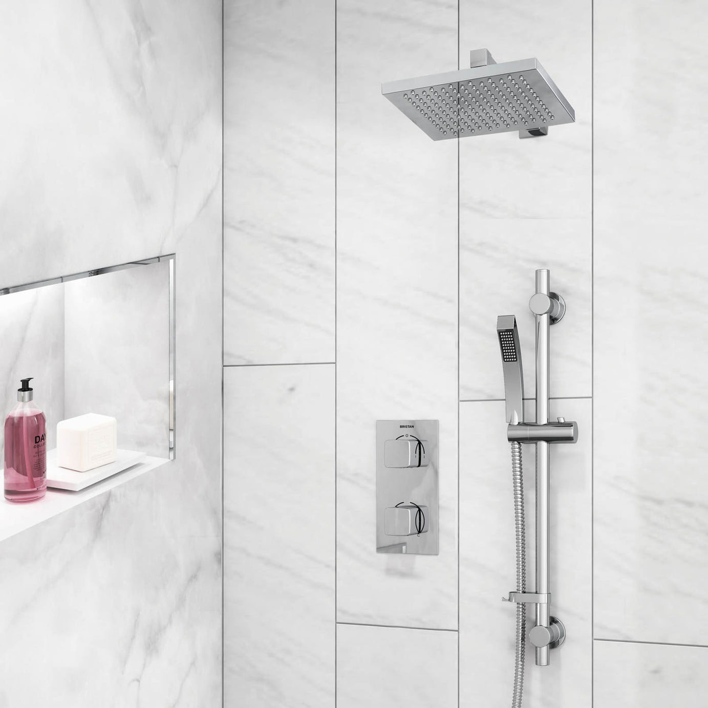 Bristan Thermostatic Mixer Shower Recessed Chrome Single Spray Pattern Dual Head - Image 3