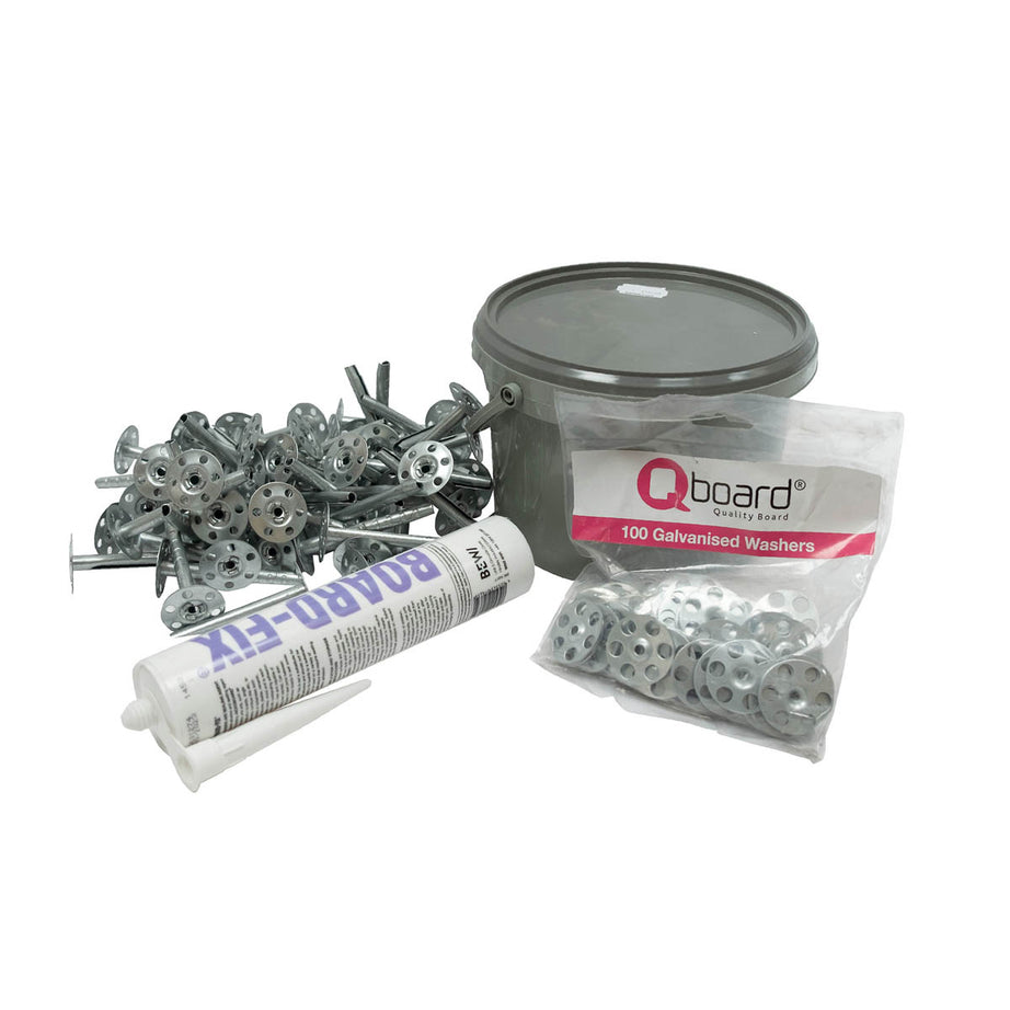 Qboard Wall Installation Kit Wet Room Galvanised Discs 400x300mm - Image 2