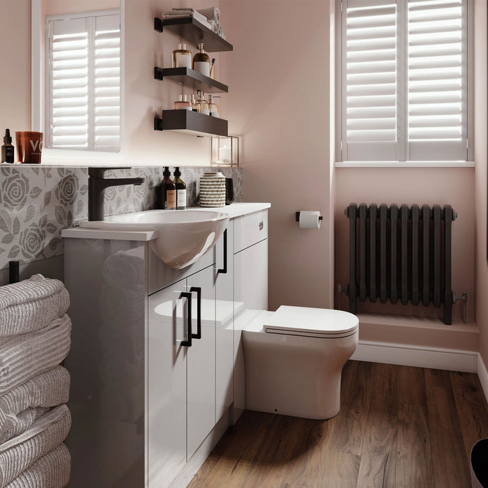 Bathroom Cabinet End Panel Gloss Light Grey Straight Minimalistic (H)900mm - Image 2