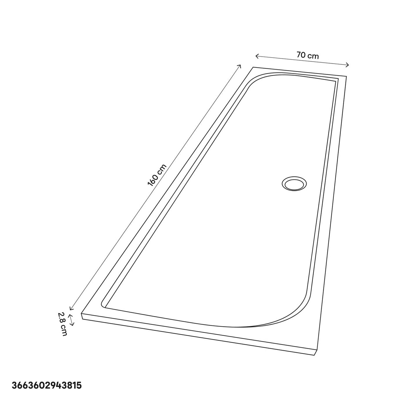 GoodHome Limski White Rectangular Centre drain Shower tray (L)1600mm (W)700mm (H) 27mm - Image 3
