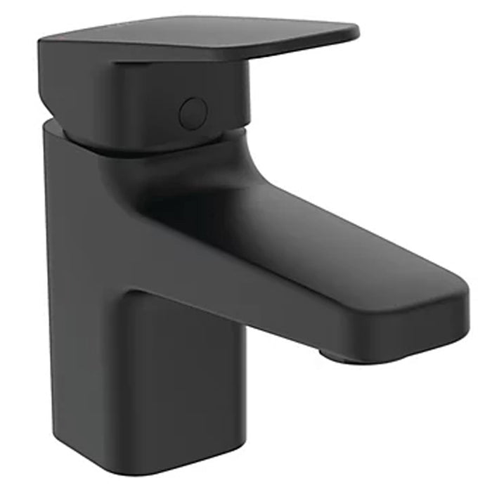 Basin Mono Mixer Tap Matt Black Single Lever Modern Compact Bathroom Deck Mount - Image 1