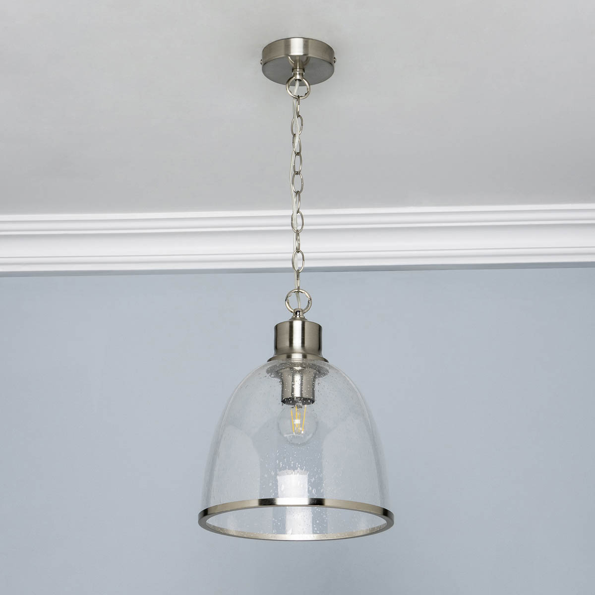 Inlight Pendant Ceiling Light LED Satin Nickel Effect Industrial (Dia)250mm - Image 4