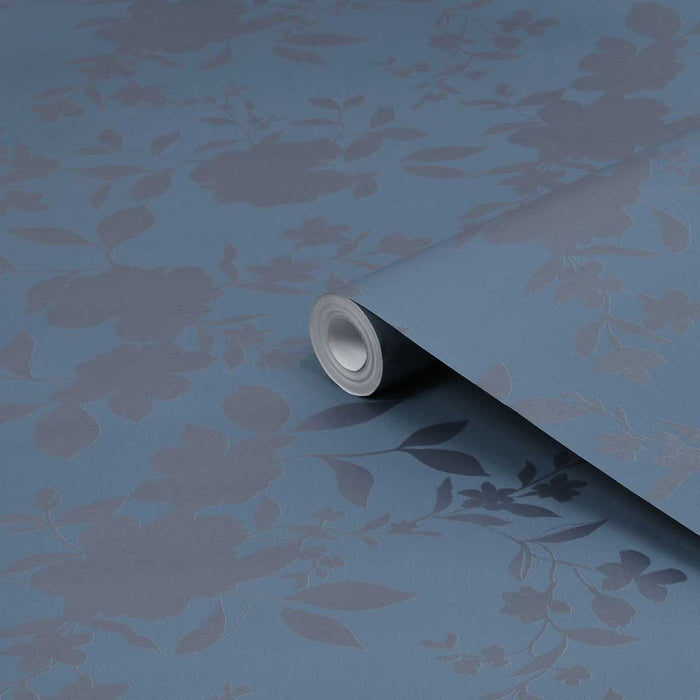 Wallpaper Roll Midnight Blue Floral Leaves Bold Smooth Patterned Modern - Image 3