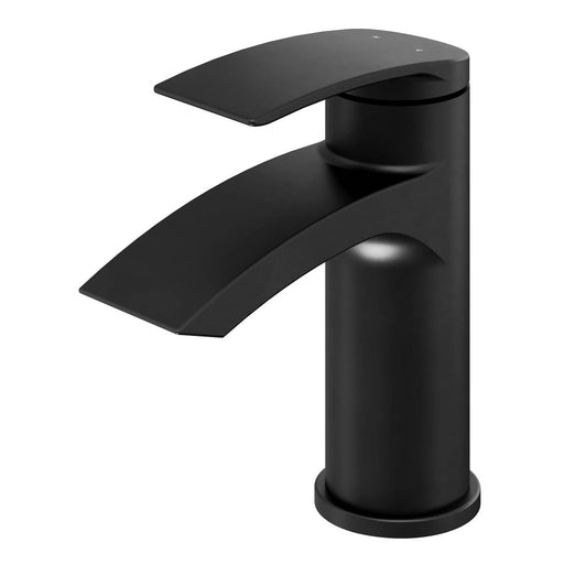 Bathroom Basin Tap Mixer Single Lever Matt Black Waste Waterfall Cascade Modern - Image 1