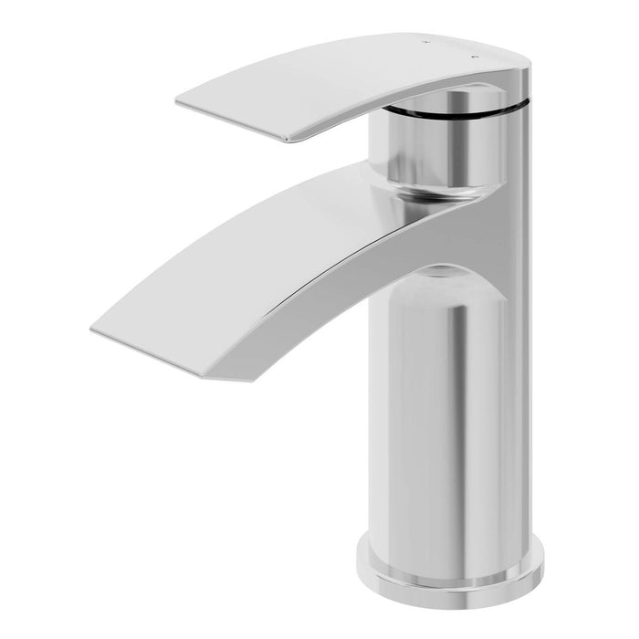 Bathroom Basin Tap Mixer Chrome Single Lever Waterfall Cascade Spout Waste - Image 1