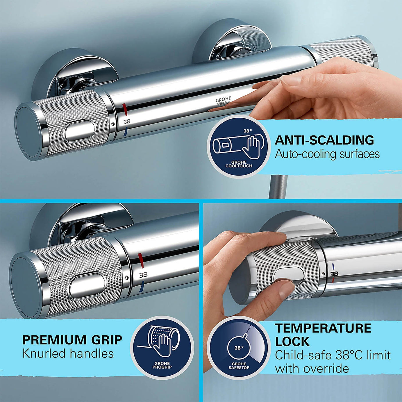 Grohe Vitalio Joy 260 Thermostatic Mixer Shower 2 Head Chrome - Image 9