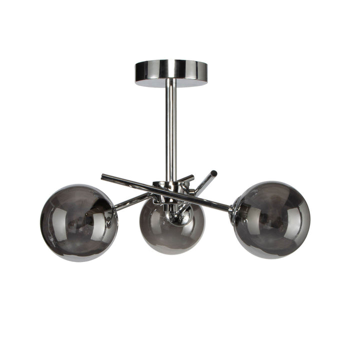 LED Ceiling Light 3 Way Round Smoked Glass Shades Multi Arm Chrome Effect Modern - Image 3