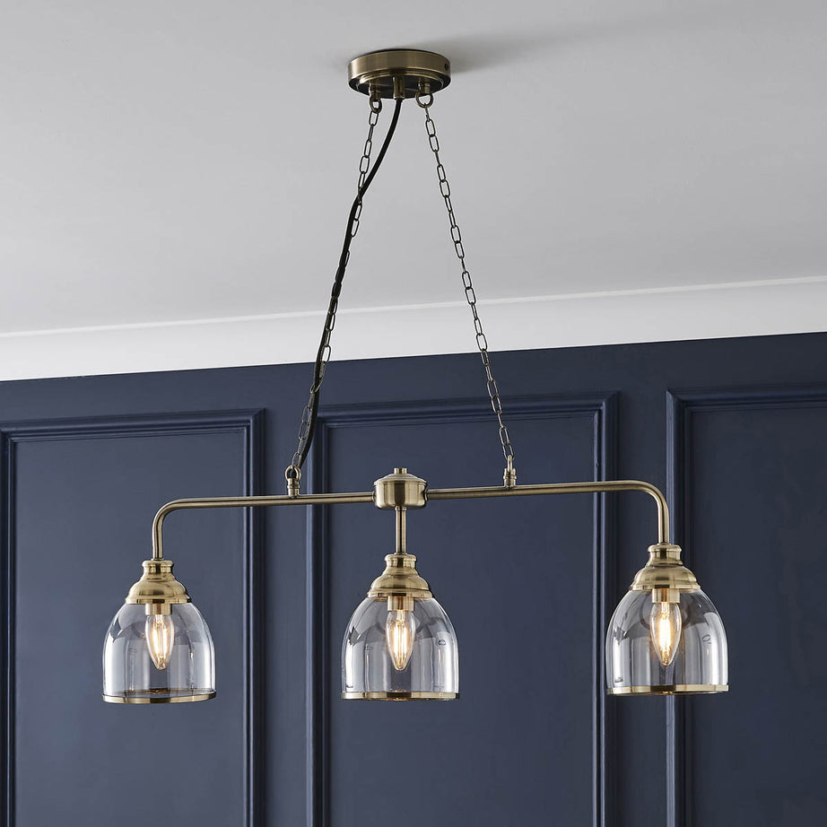 Inlight Pendant Ceiling Light 3 Lamp LED Satin Antique Brass Effect (Dia)730mm - Image 1