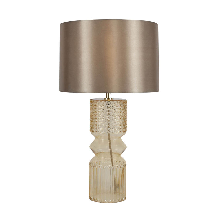 Table Lamp Champagne Round Glass Fabric E27 Bedside Living Room Bedroom 42W - Image 1