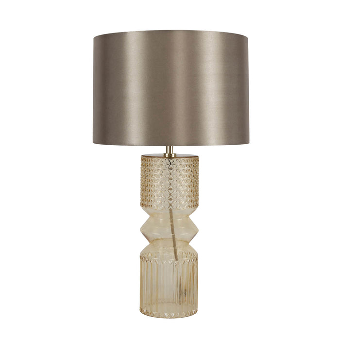 Table Lamp Champagne Round Glass Fabric E27 Bedside Living Room Bedroom 42W - Image 3