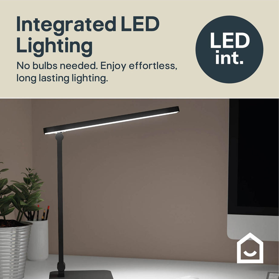 LED Table Lamp Matt Black Dimmable 350lm Touch Control Living Bedroom Office - Image 2