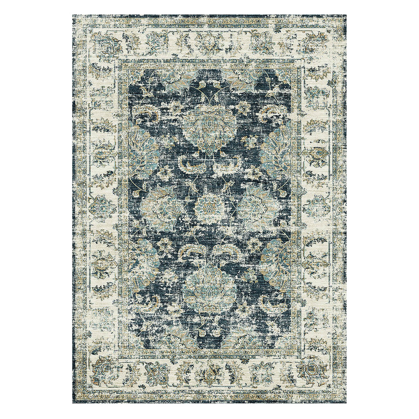 Medium Rug Silk Road Blue Perla Ultra Soft Traditional (L)160cm x (W)120cm - Image 1