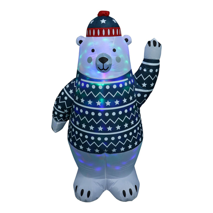 Christmas LED Inflatable Polar Bear Indoor Outdoor Disco Lights Timer (H)1.22m - Image 1