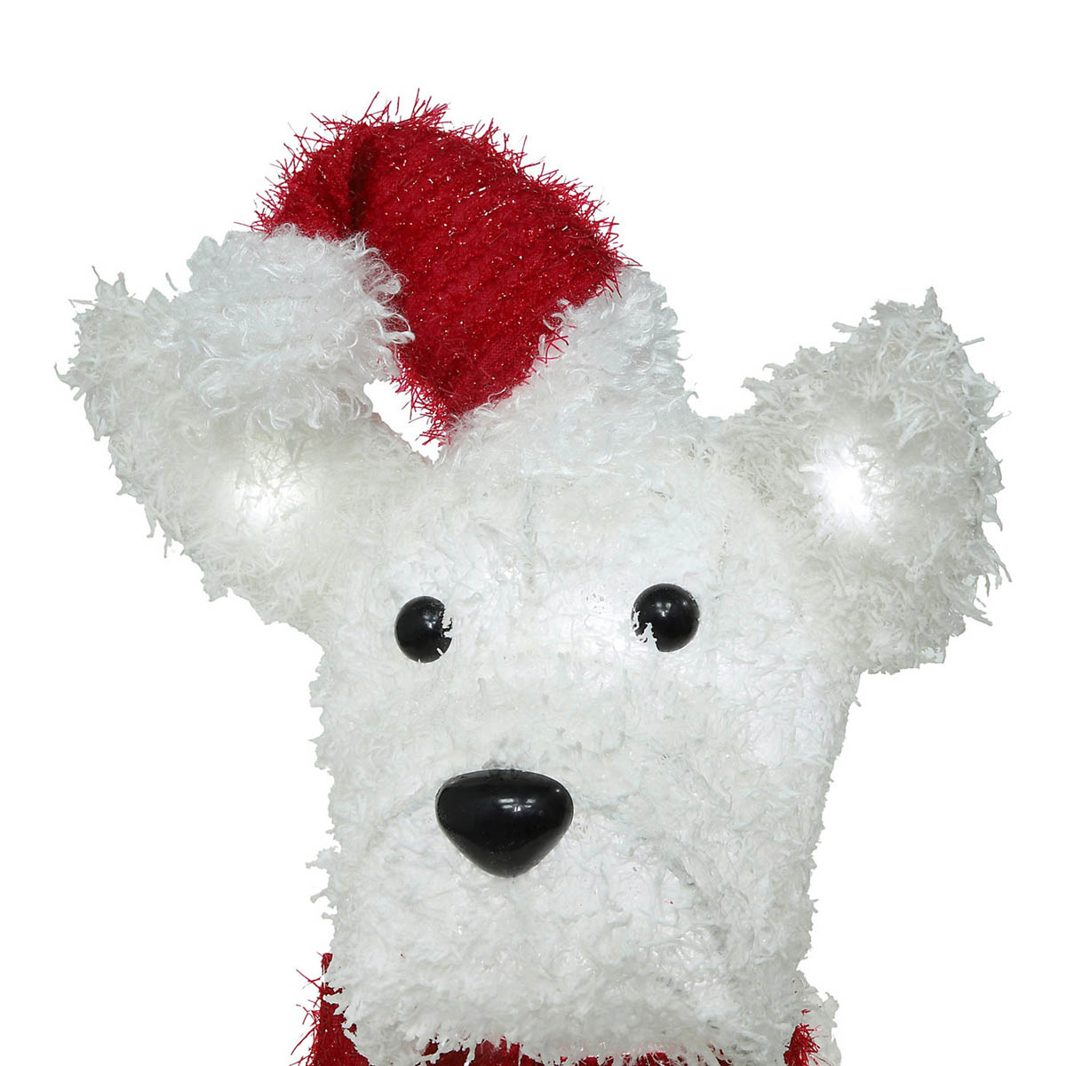 Christmas LED Dog Decoration White Fluffy Red Hat Indoor Outdoor Ornament 39cm - Image 4