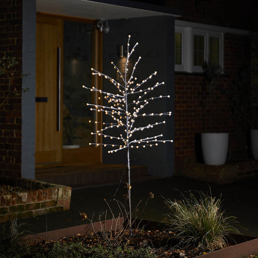 LED Christmas Berry Tree 6ft Black Pre-lit Timer Indoor Outdoor Decoration - Image 1