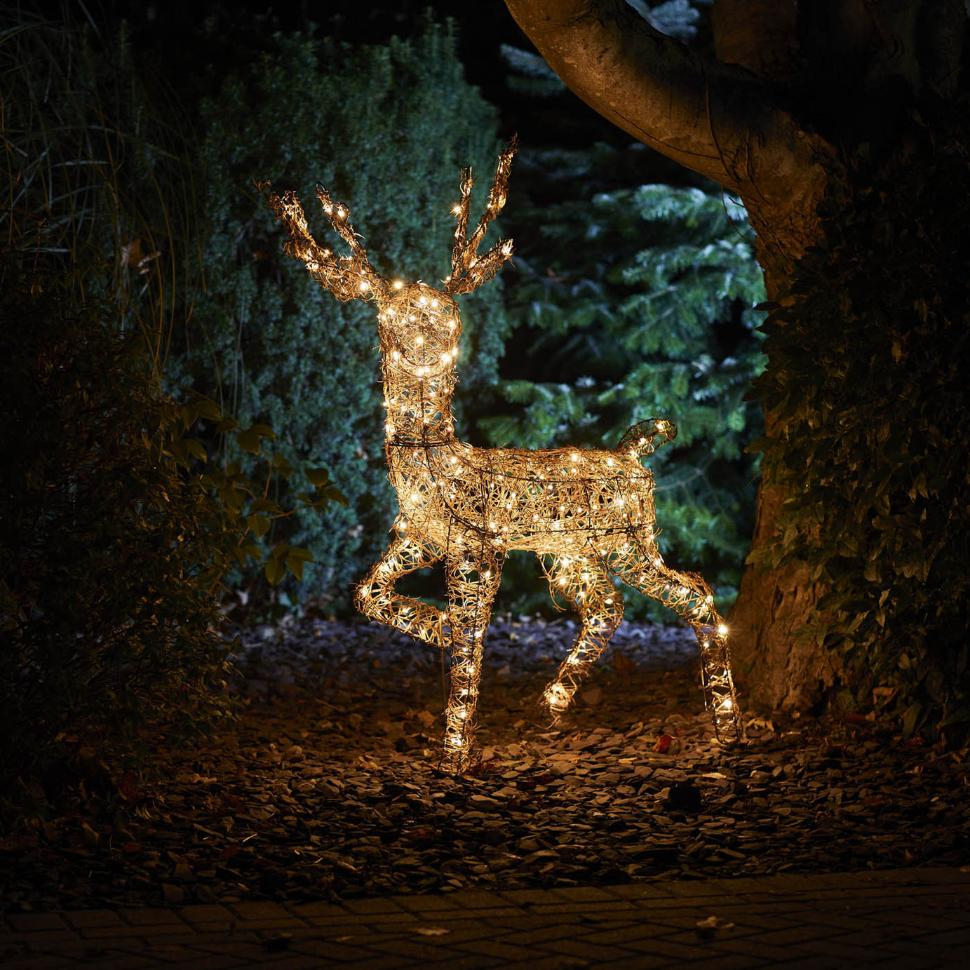 LED Christmas Reindeer Silhouette Warm White Timer Freestanding Home (H)137cm - Image 1