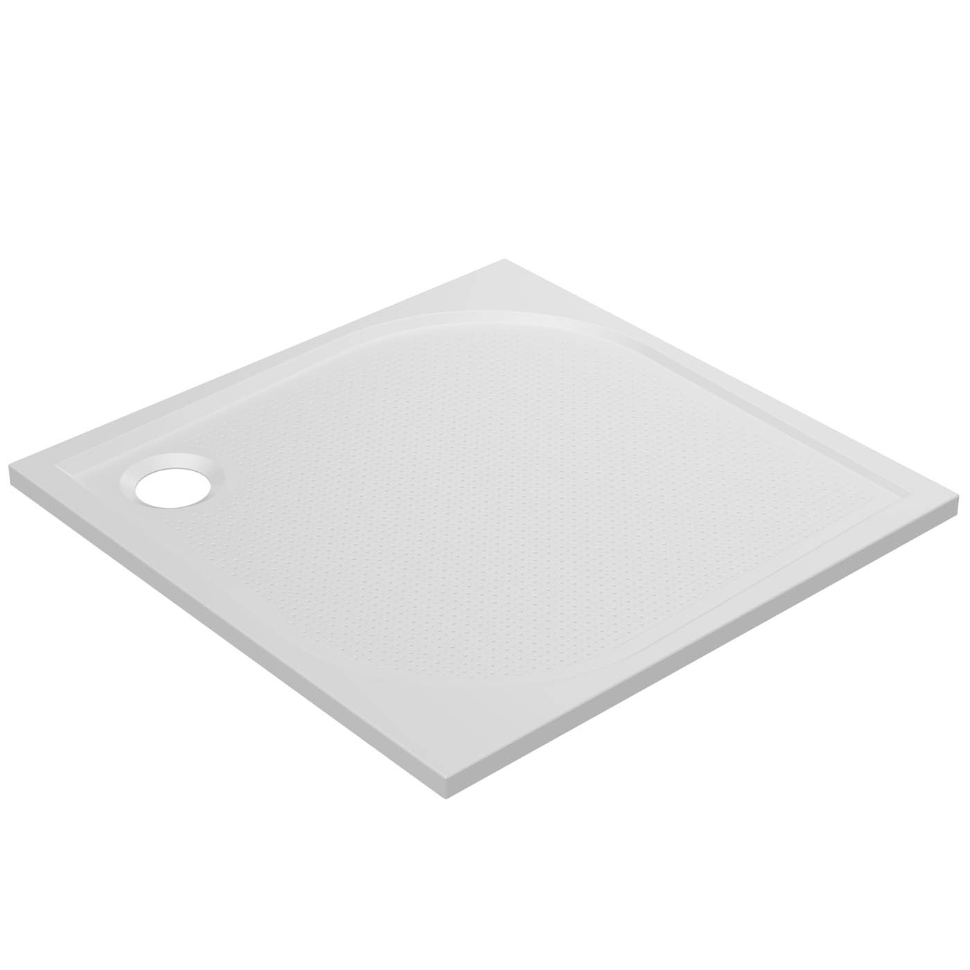 Shower Tray White Rectangular Left Hand Drainer (L)800mm (W)800mm (H) 27mm - Image 1