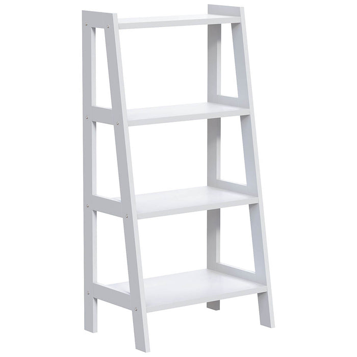 Shelving Unit 4 Tier Step Ladder Wood Matt White Modern (D)30cm (H)90cm - Image 1