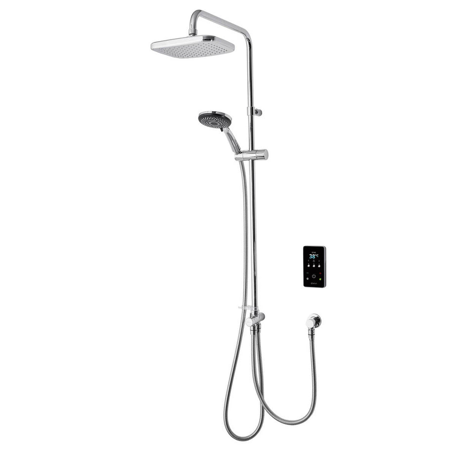Triton Gloss Silver effect Thermostatic Electric Shower, 9kW - Image 1