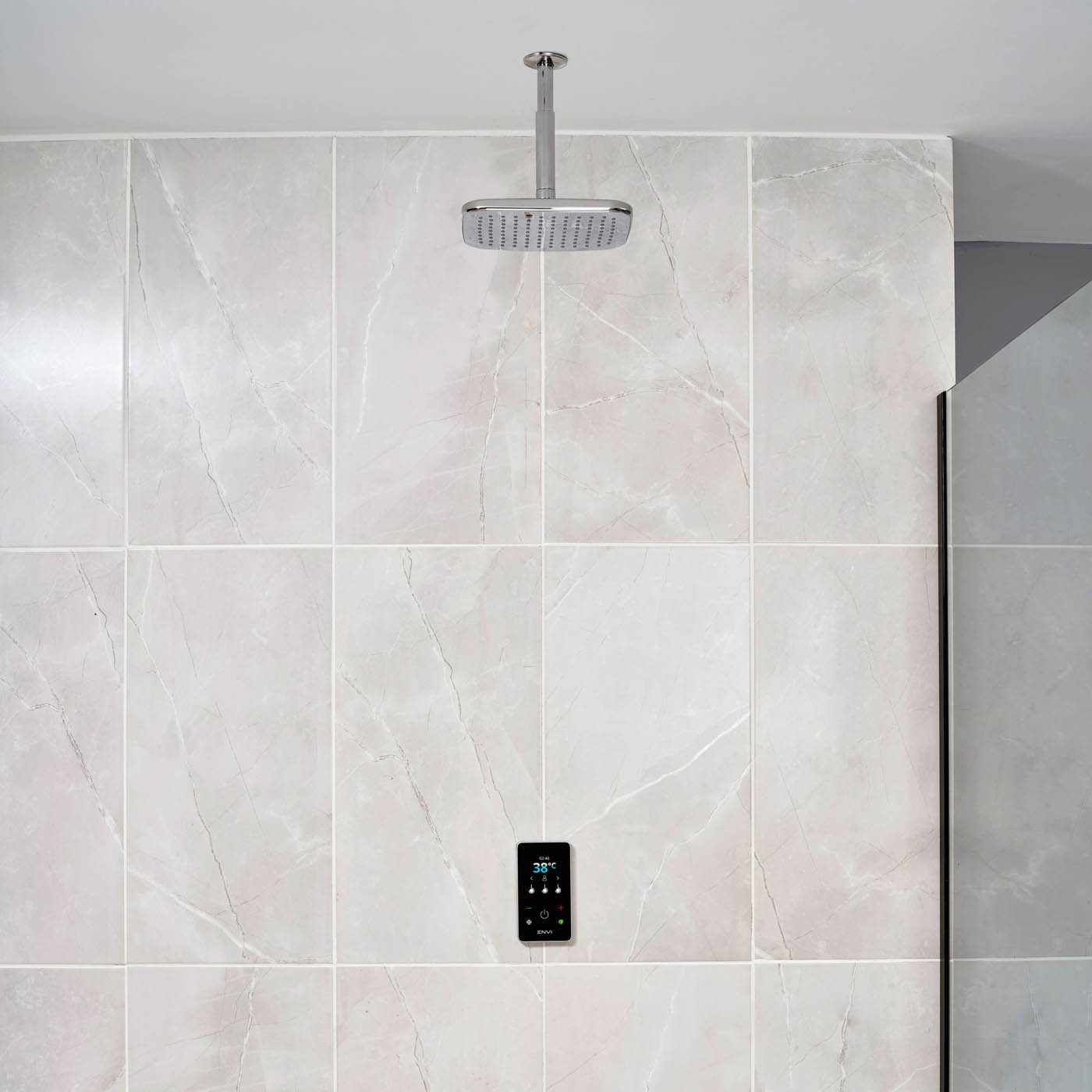 Triton Electric Shower 9kW Gloss Silver Effect Fixed Square Head Modern - Image 1