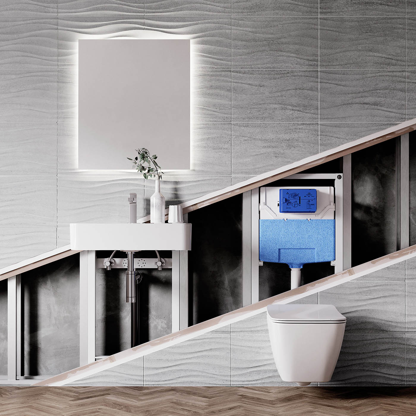 Ideal Standard Basin frame ProSys Chrome Wall & floor mounted (H)115cm (W)50cm - Image 4