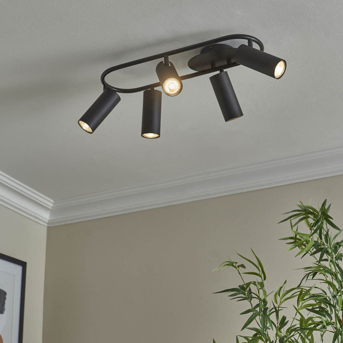 LED Ceiling Light 5 Lamp Matt Metal Black Dimmable Energy Efficient Modern - Image 2