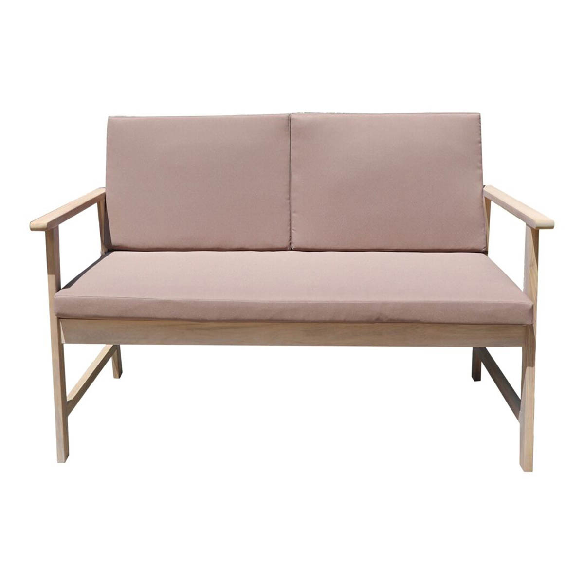 Outdoor Coffee Set 4 Seater Natural Wood Chairs Table Garden Patio Furniture - Image 2