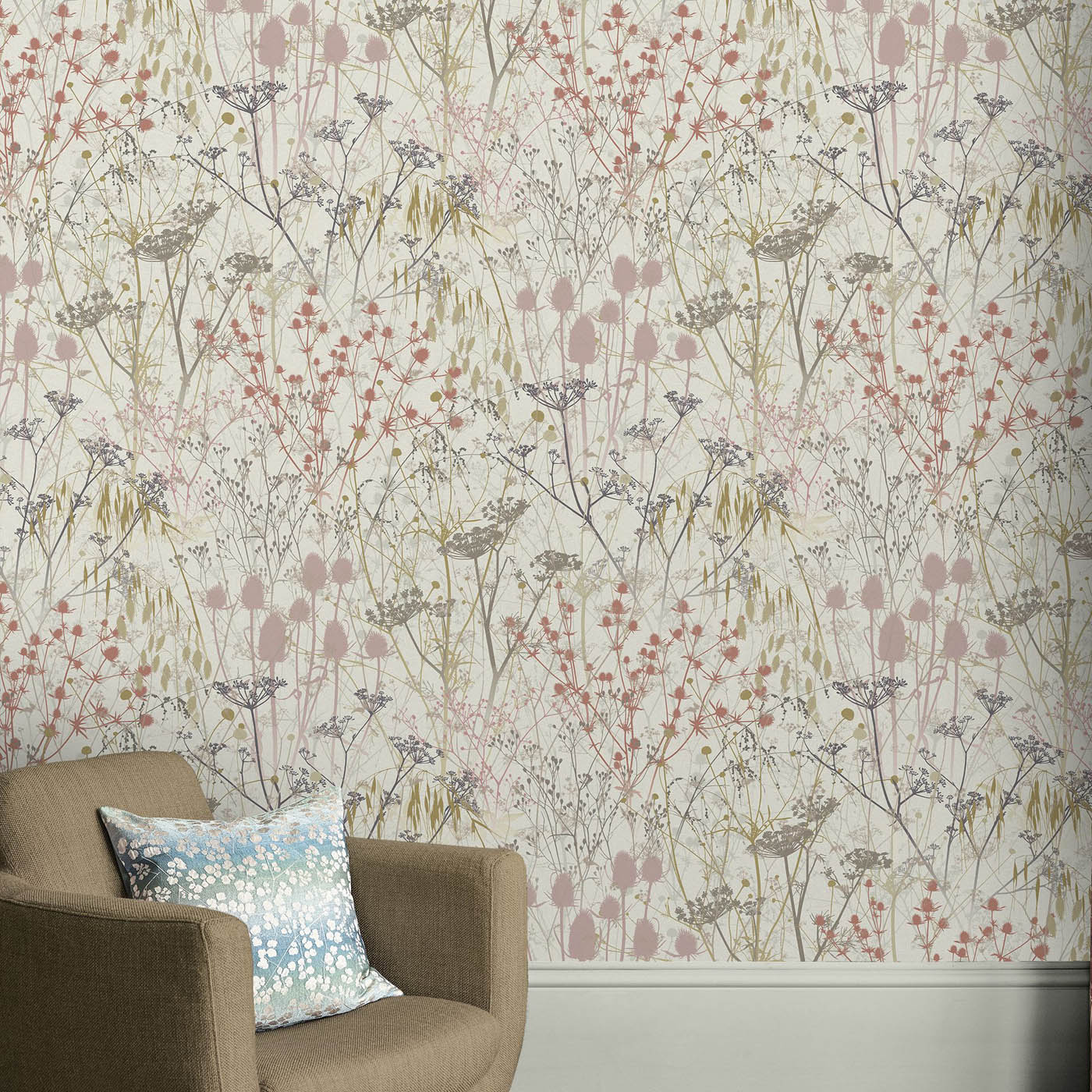 Clarissa Hulse Wallpaper Summer Border Matt Cream Pink Purple Smooth 5.2m² - Image 4