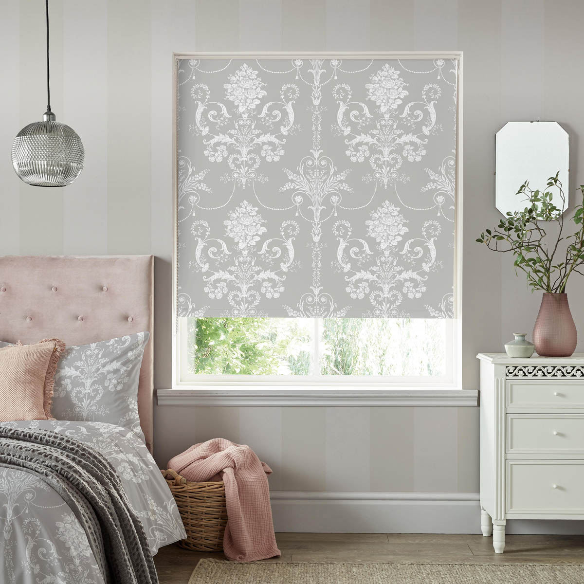 Laura Ashley Roller Blind Blackout Steel Grey Floral Sunshade (W)90x(L)162cm - Image 2