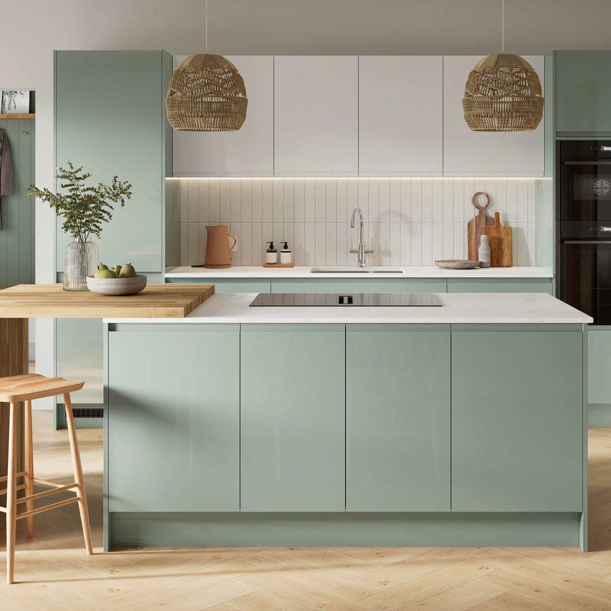 Kitchen Cabinet Door Garcinia Gloss Reed Green 70:30 Larder W60xH128.cm - Image 5