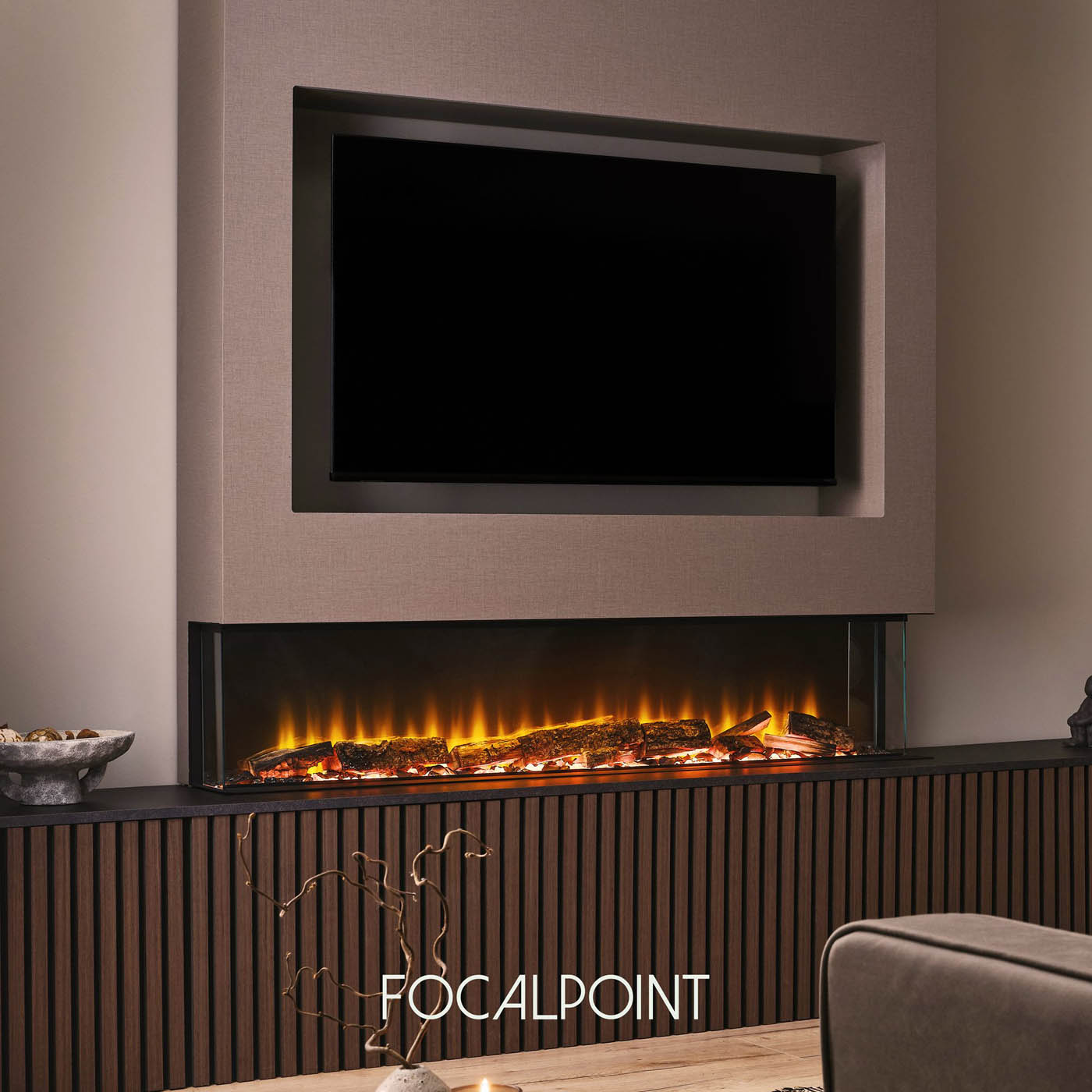 Focal Point Fireplace Wall Mounted Electric Black 2kW (H)48.8 (W)151.5 (D)22.3cm - Image 1