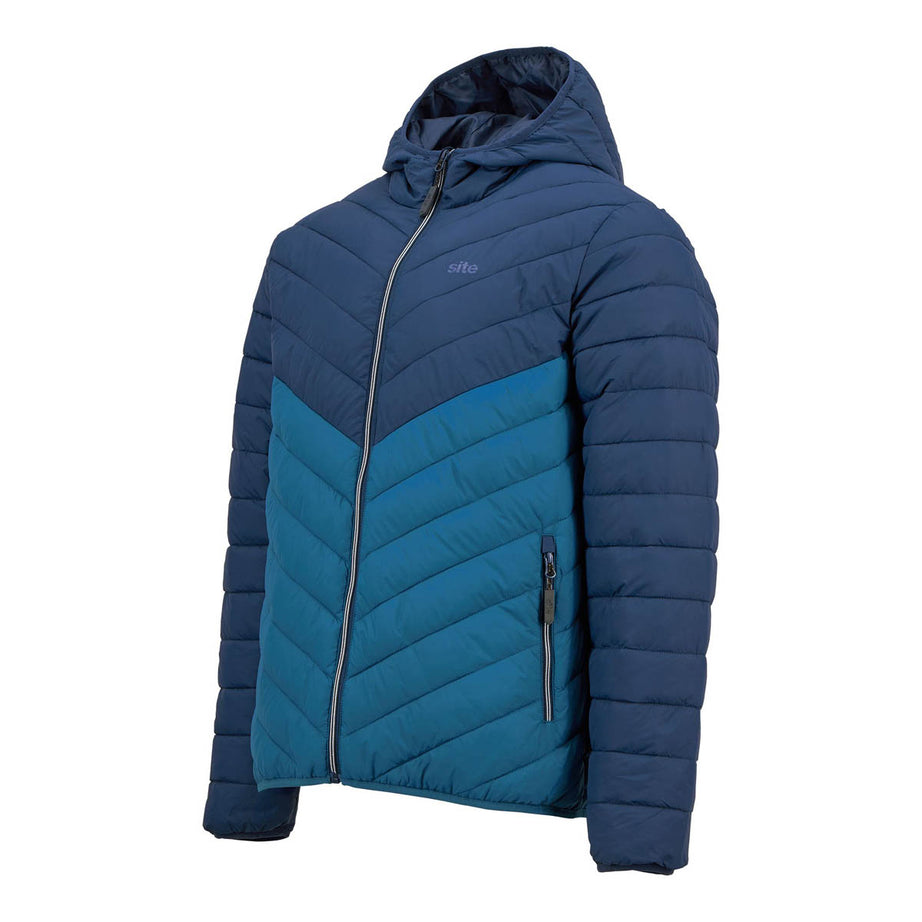 Site Men's Work Jacket Cowles Navy Blue Hooded Zip Pockets Lightweight X Large - Image 1
