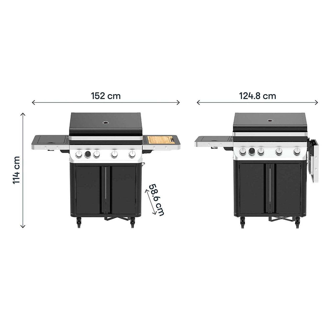 GoodHome Attaia Gas BBQ 4 Burner Black Outdoor Barbecue Grill - Image 2