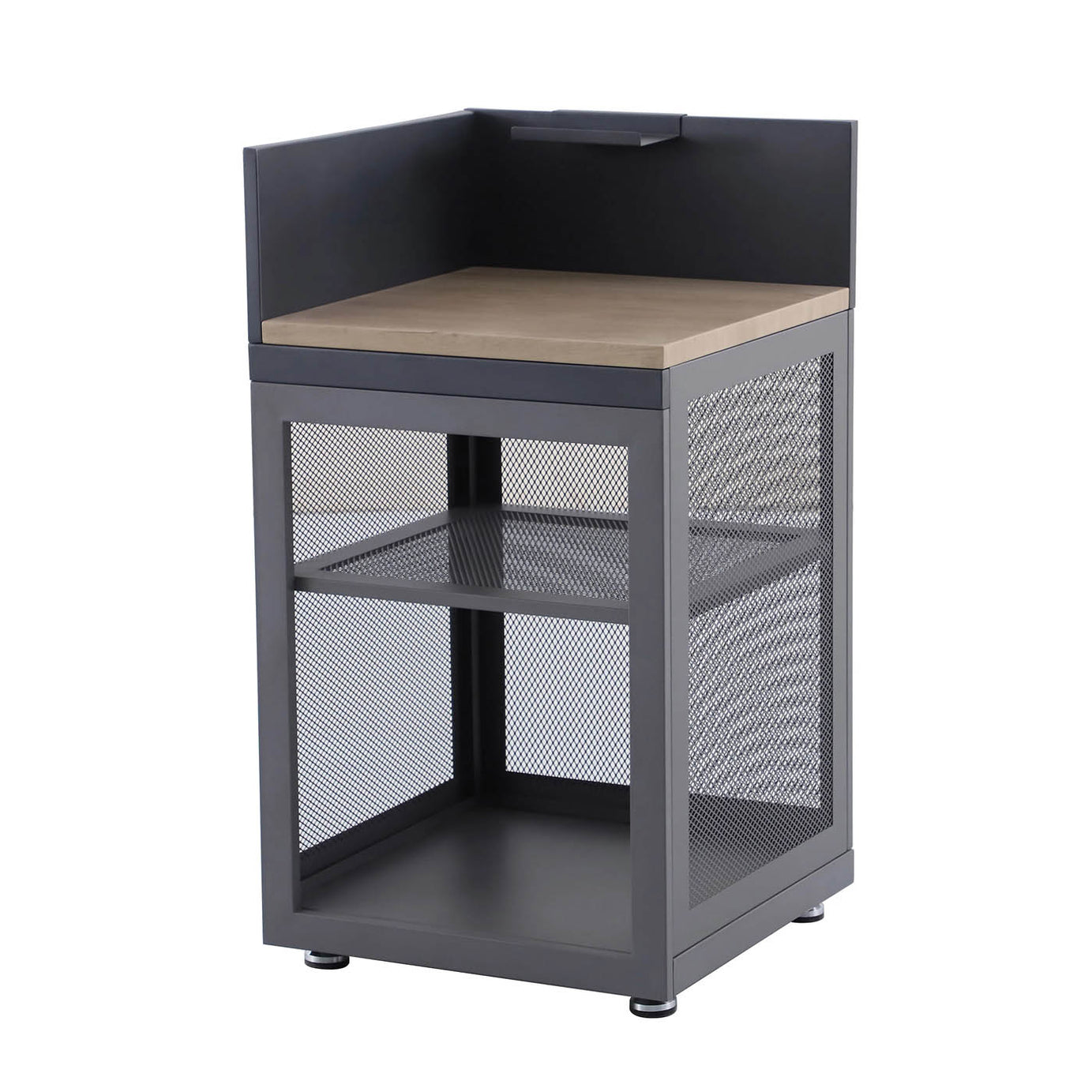 Kitchen Cabinet Unit Powder Coated Grey Corner Steel Wood Effect Outdoor - Image 1