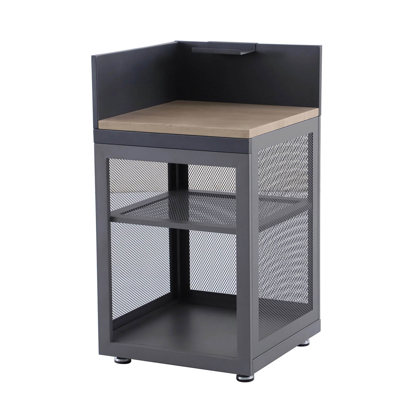 Kitchen Cabinet Unit Powder Coated Grey Corner Steel Wood Effect Outdoor - Image 1