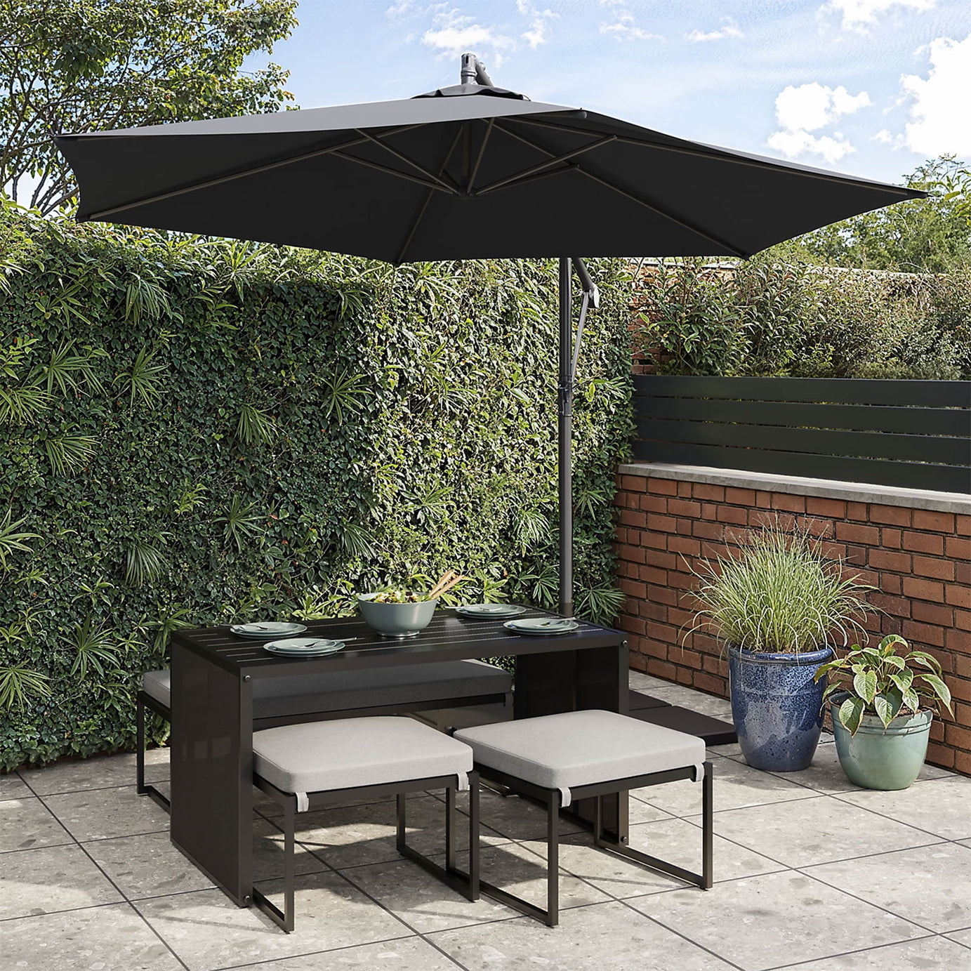 Inca Grey Metal 4 Seater Modular Dining Set Outdoor Garden Furniture - Image 10