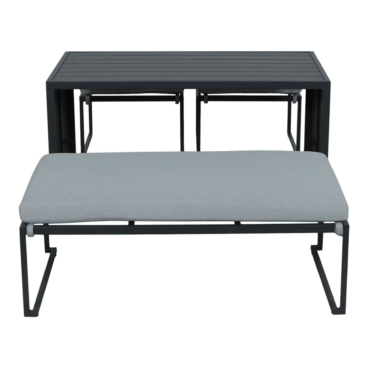Inca Grey Metal 4 Seater Modular Dining Set Outdoor Garden Furniture - Image 6