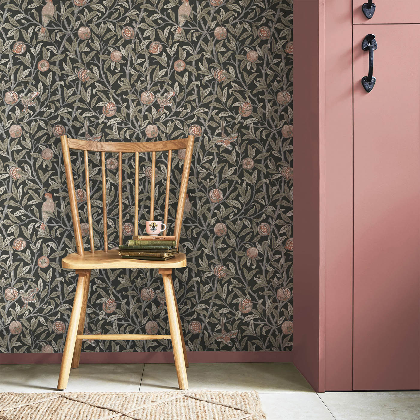 William Morris Wallpaper Matt Charcoal Bird Pomegranate Smooth Washable 5.2m² - Image 2