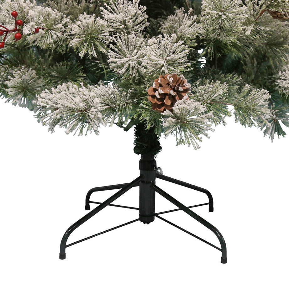 Christmas Tree 6ft Pre-lit Artificial LED Warm White Berries Pine Cones Indoor - Image 3