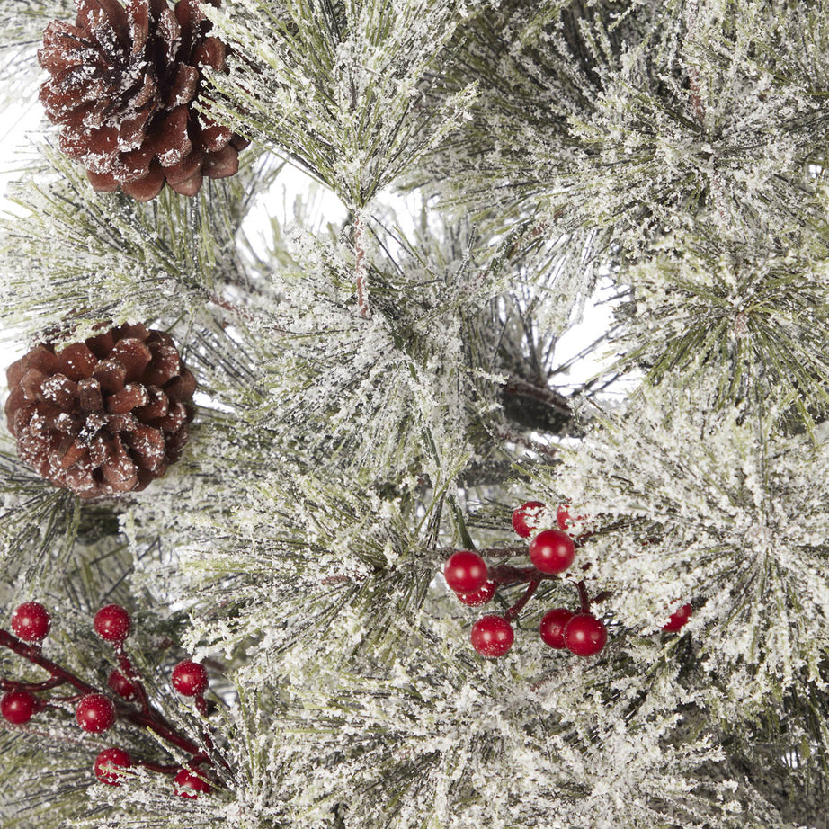 Christmas Tree 6ft Pre-lit Artificial LED Warm White Berries Pine Cones Indoor - Image 5