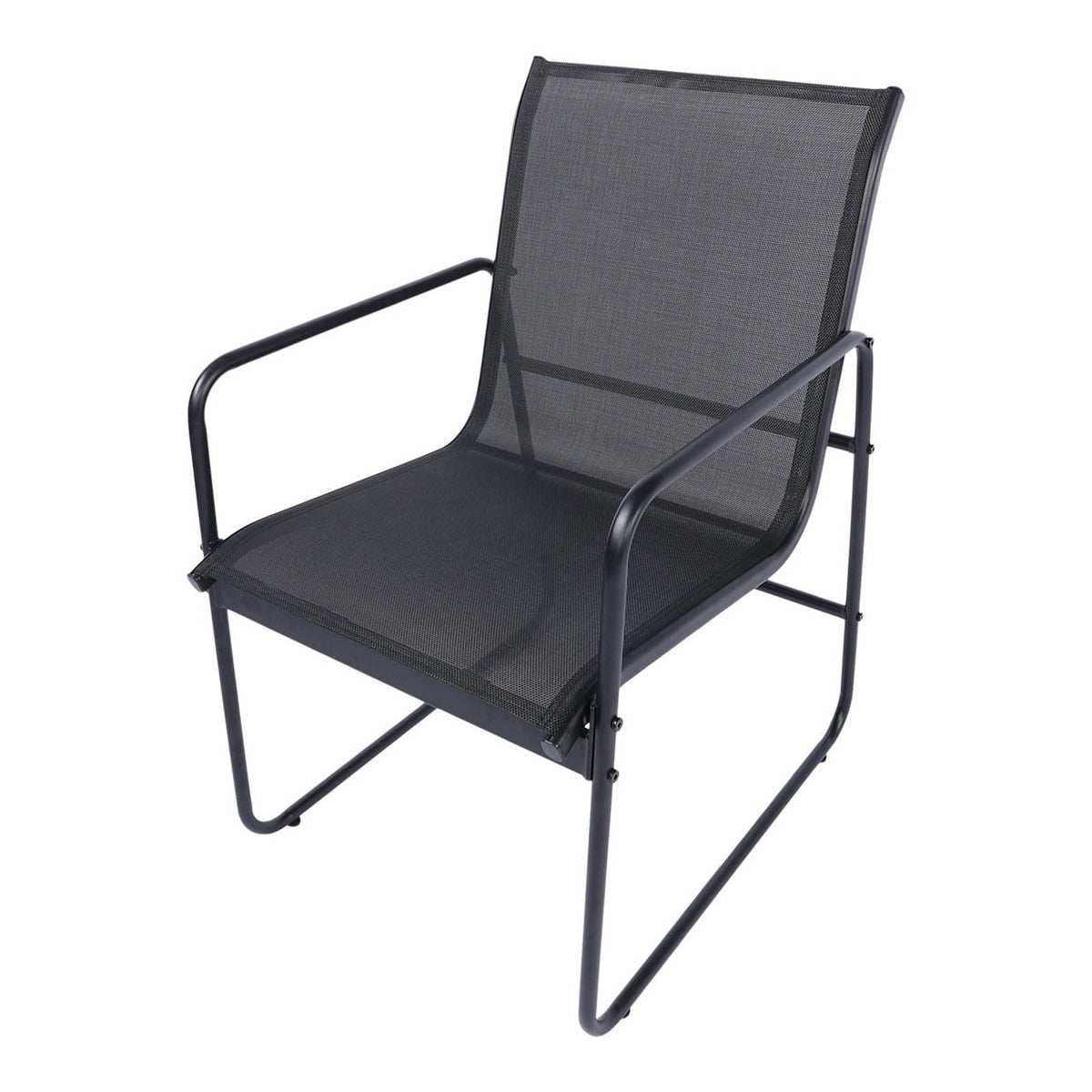 GoodHome Krista Dining Set Black Metal 6 Seater Garden Patio Furniture - Image 2